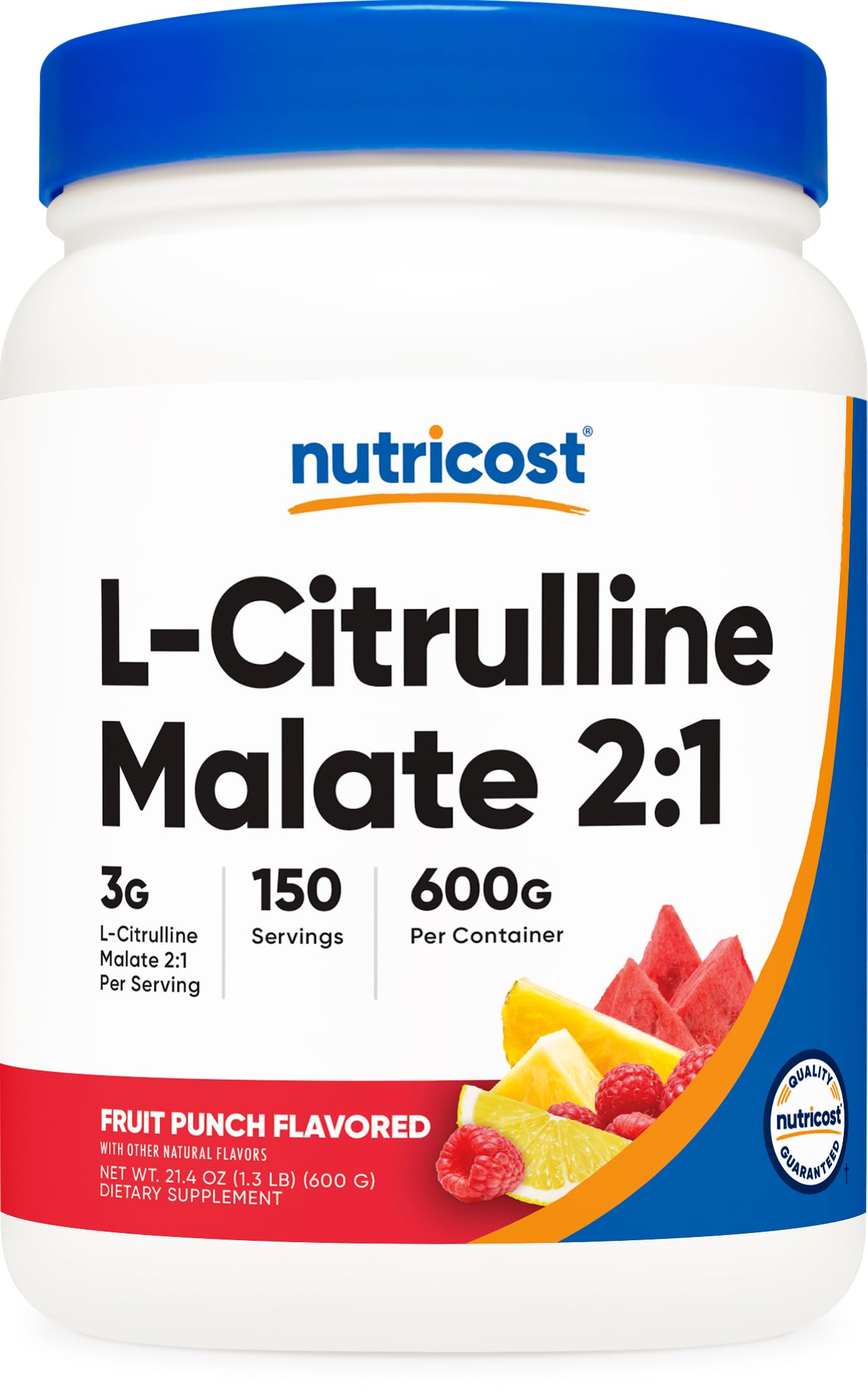 Nutricost envase frontal mostrando el sello GMP y beneficio de confianza