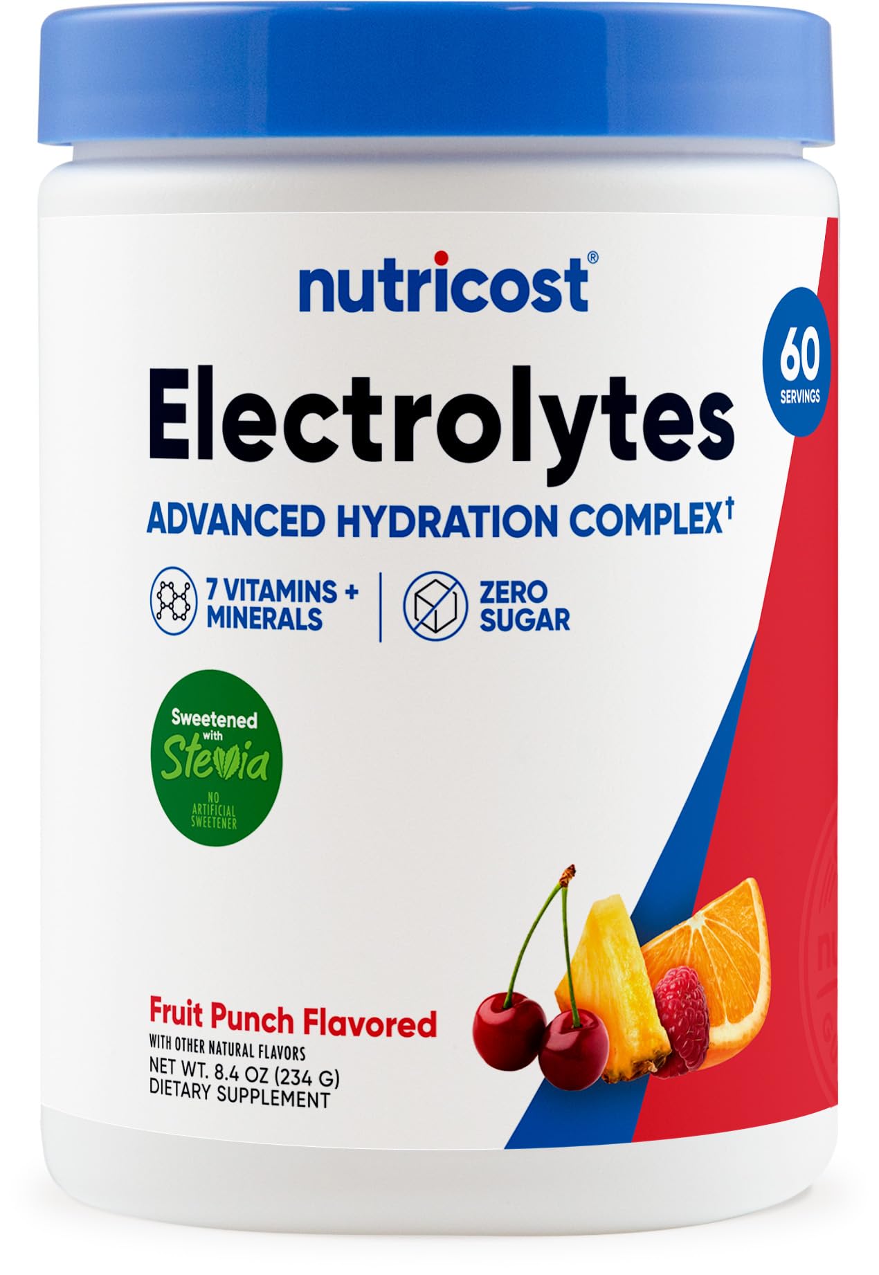 Nutricost envase frontal muestra 60 porciones y beneficios de hidratación