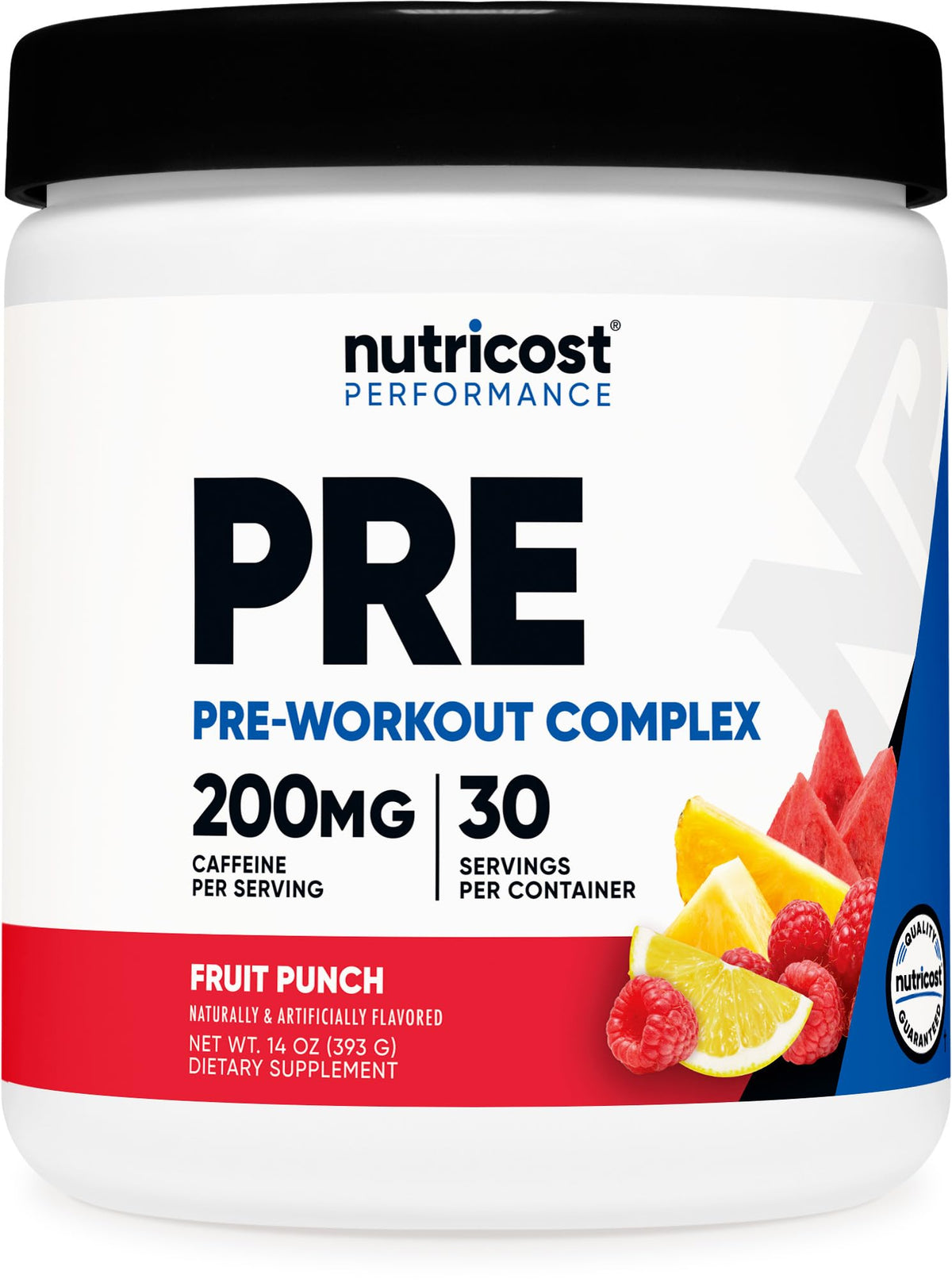 Nutricost frontal del envase Fruit Punch mostrando presentación 30 servicios y confianza