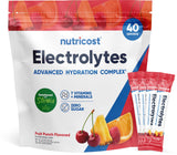 Nutricost vista frontal del empaque mostrando fruta y conveniencia