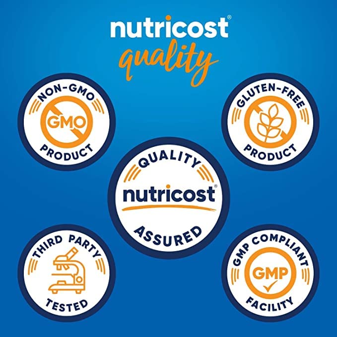 Nutricost cápsula en mano para comparar tamaño, muestra escala y portabilidad
