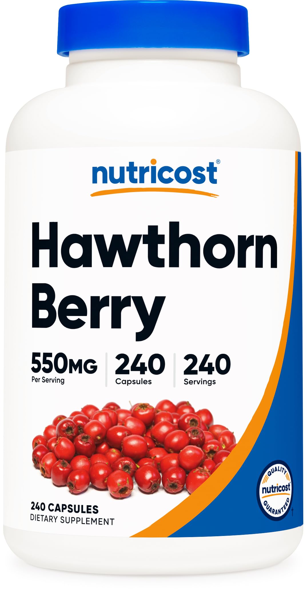 Nutricost frasco frontal mostrando 240 cápsulas y beneficio de alta dosificación