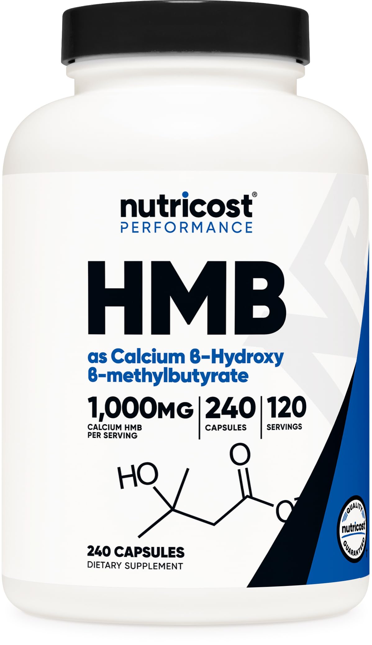 Nutricost HMB frasco frontal mostrando contenido y cantidad