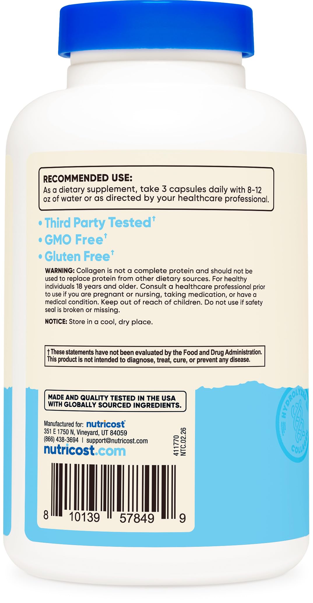 Nutricost etiqueta con lista de ingredientes y trazabilidad visible