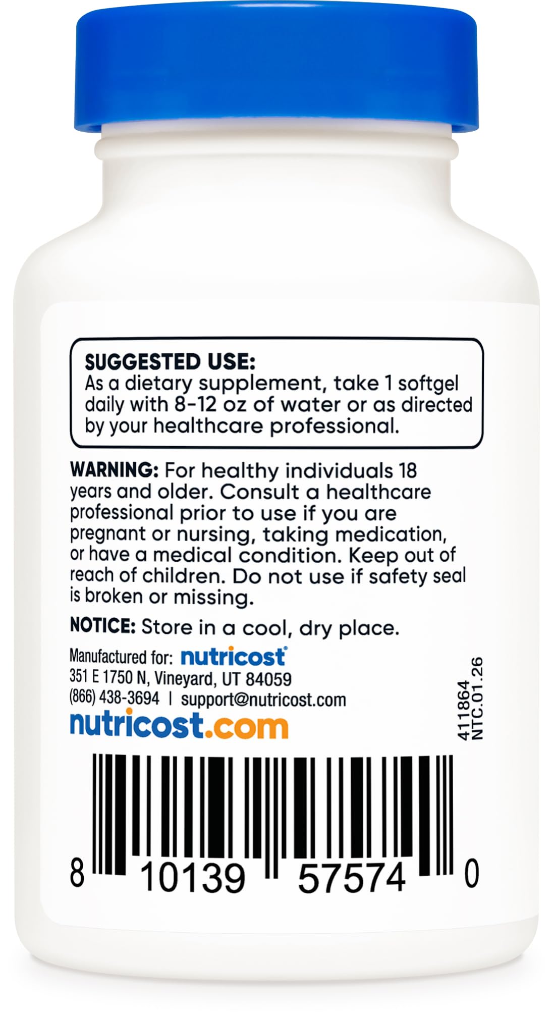 Nutricost etiqueta con ingredientes y certificaciones visibles