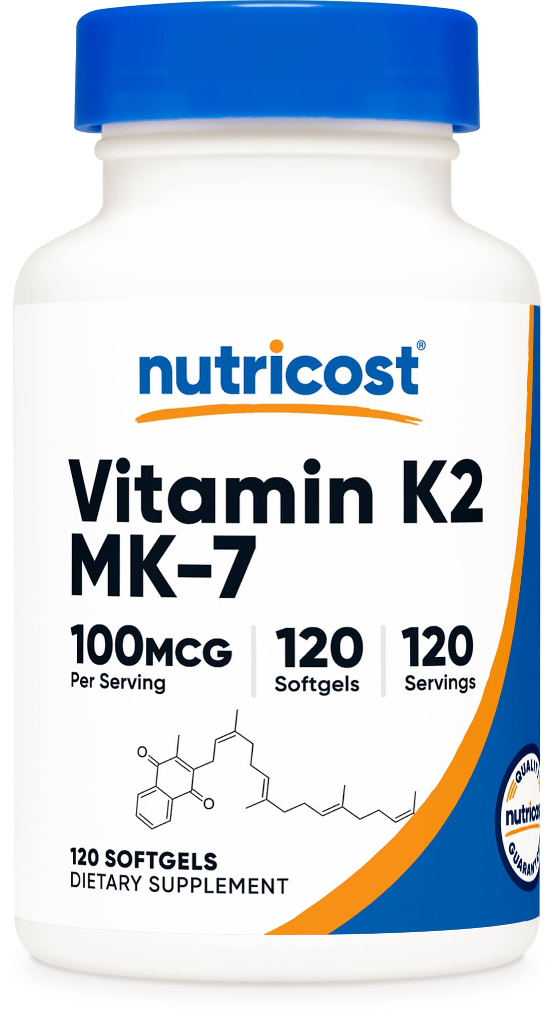 Nutricost frasco frontal mostrando 120 softgels y claridad de dosis