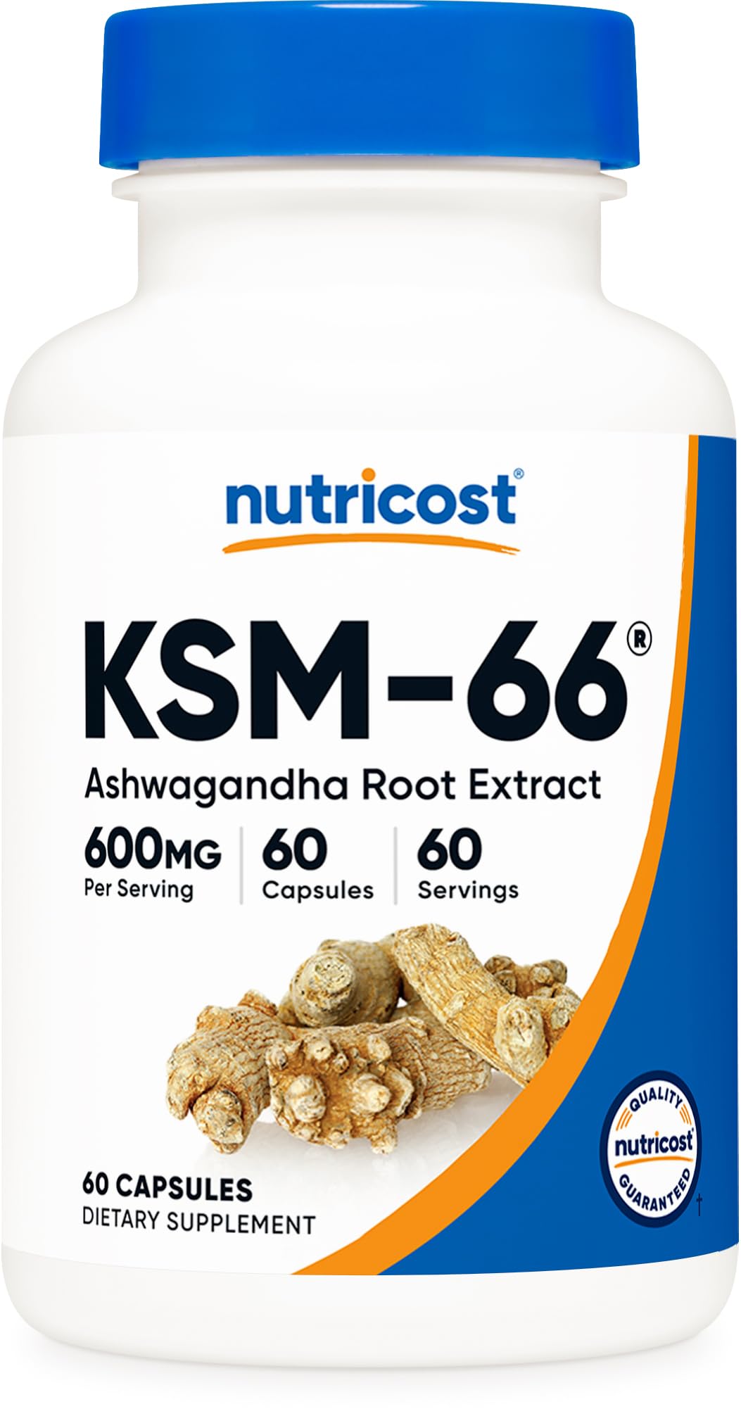 Nutricost frasco frontal mostrando 60 cápsulas y etiqueta clara