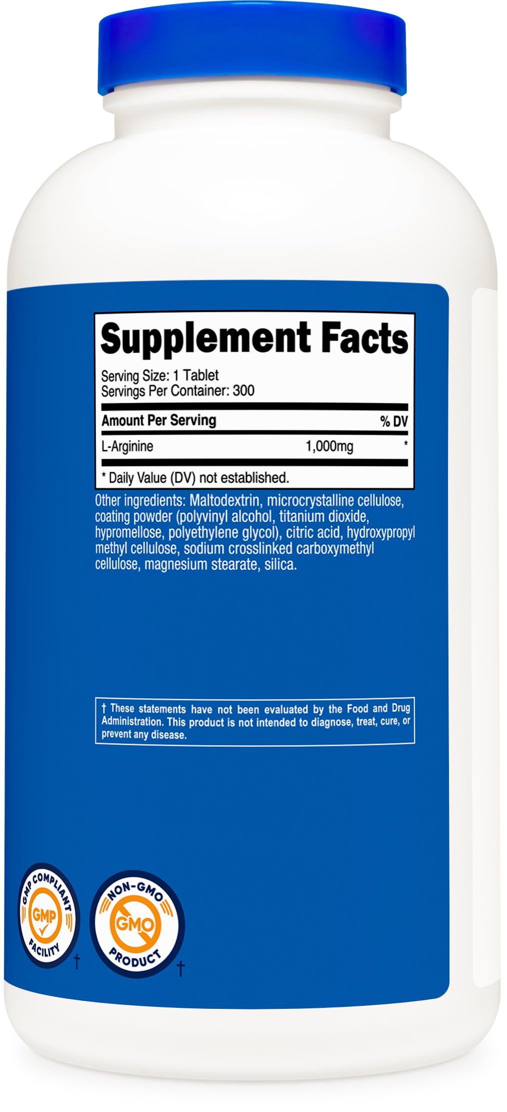 Nutricost etiqueta con información de 1000 mg, ingredientes y certificaciones