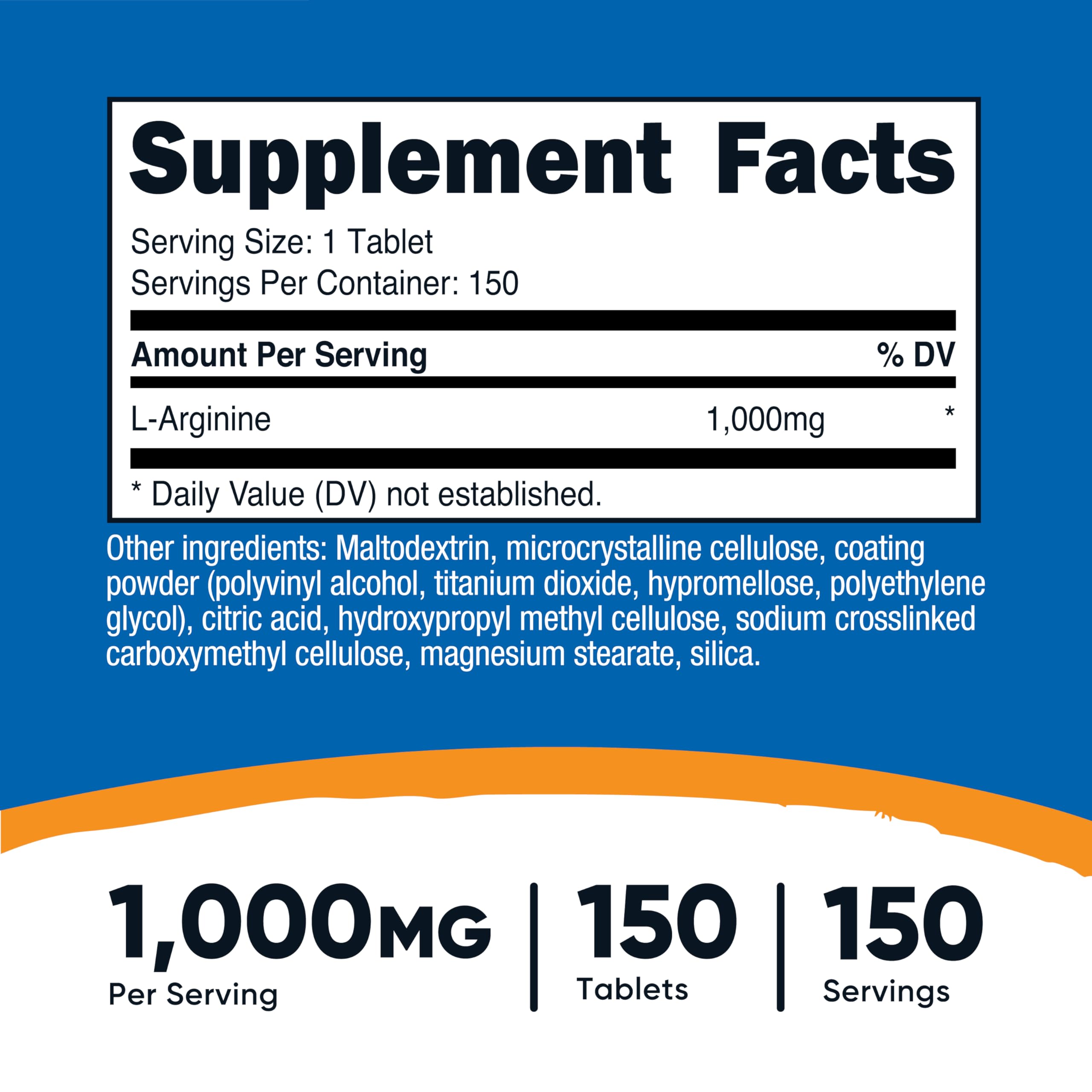 Nutricost L-Arginine detalle de tabletas comprimidas para fácil ingestión