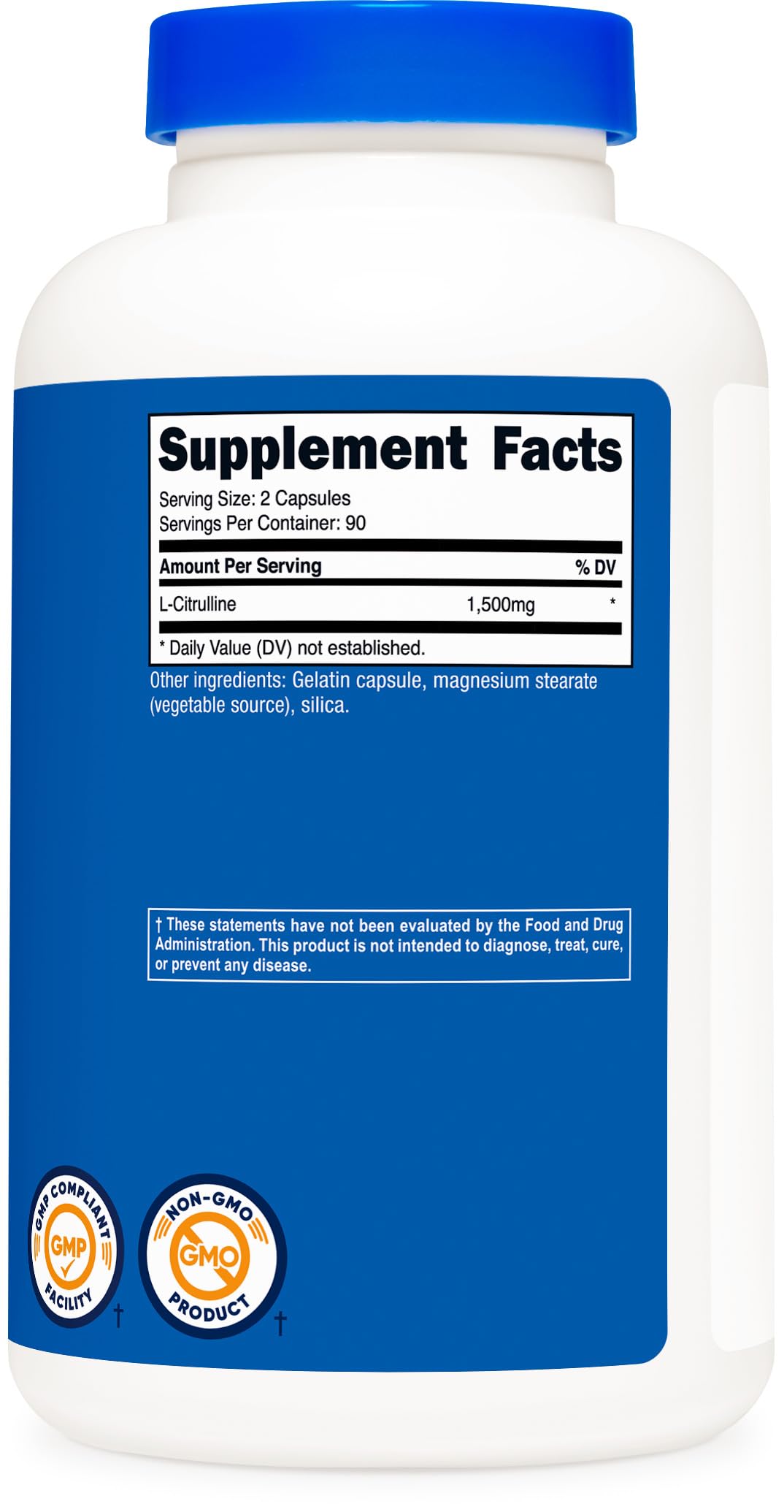 Nutricost etiqueta nutricional con información de 750 mg por cápsula