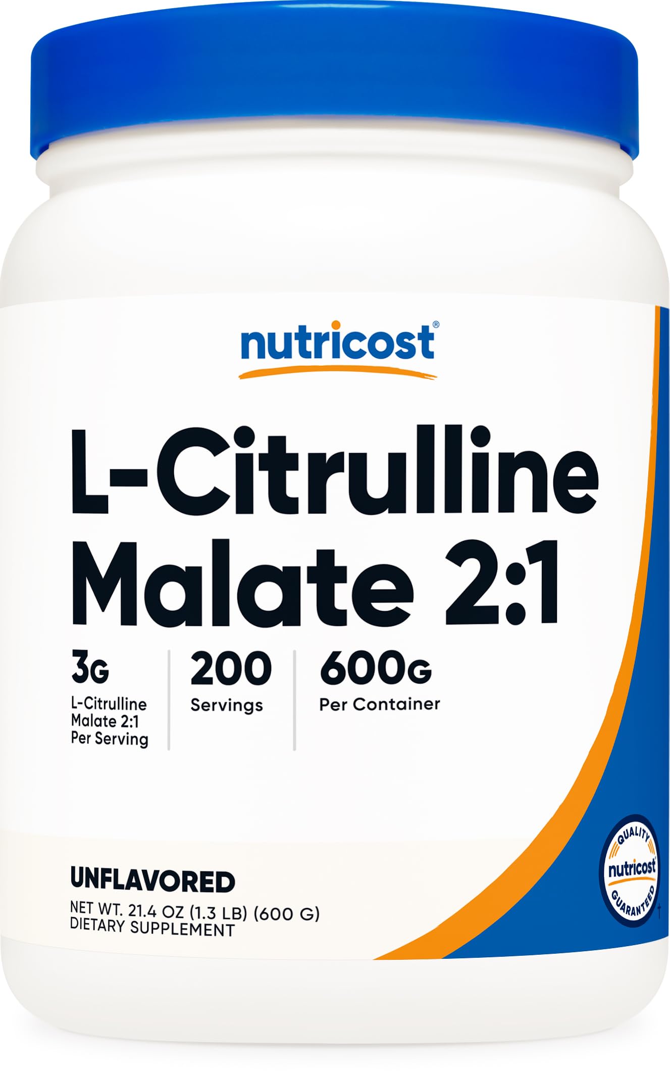 Nutricost L-Citrulline Malate vista frontal con información clara