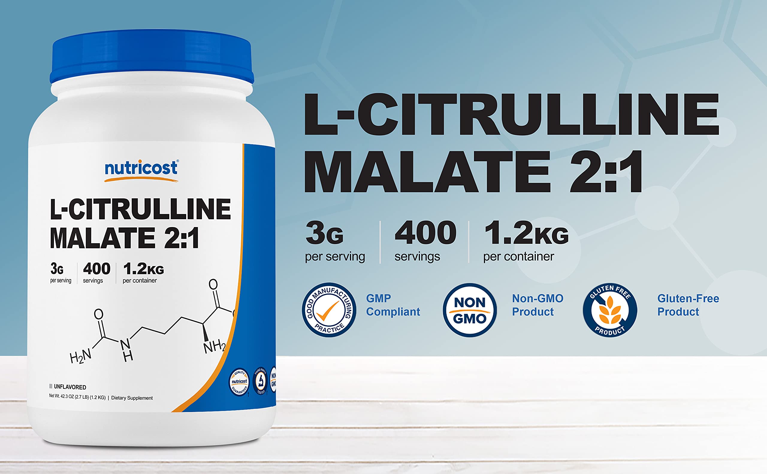 Nutricost polvo disuelto en vaso, mezcla sin sabor y uso práctico
