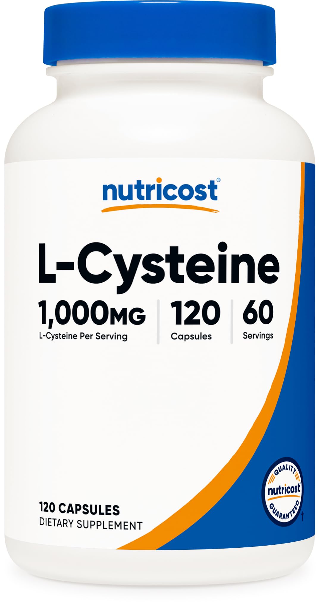Nutricost frasco frontal mostrando 120 cápsulas y claridad del envase, conveniencia