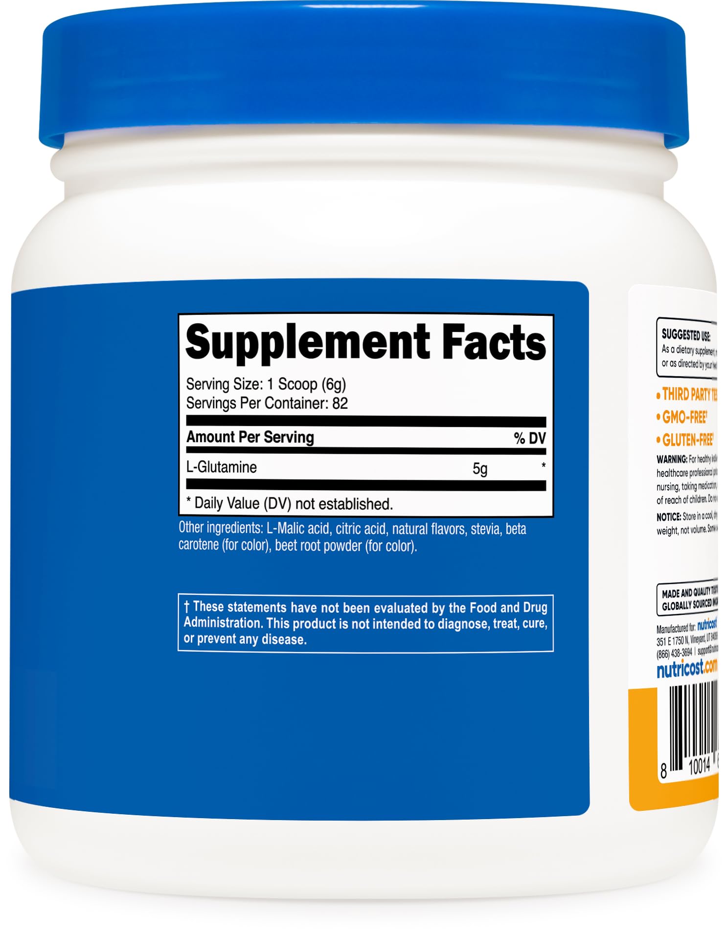 Nutricost etiqueta con sellos NSF y certificaciones de laboratorio