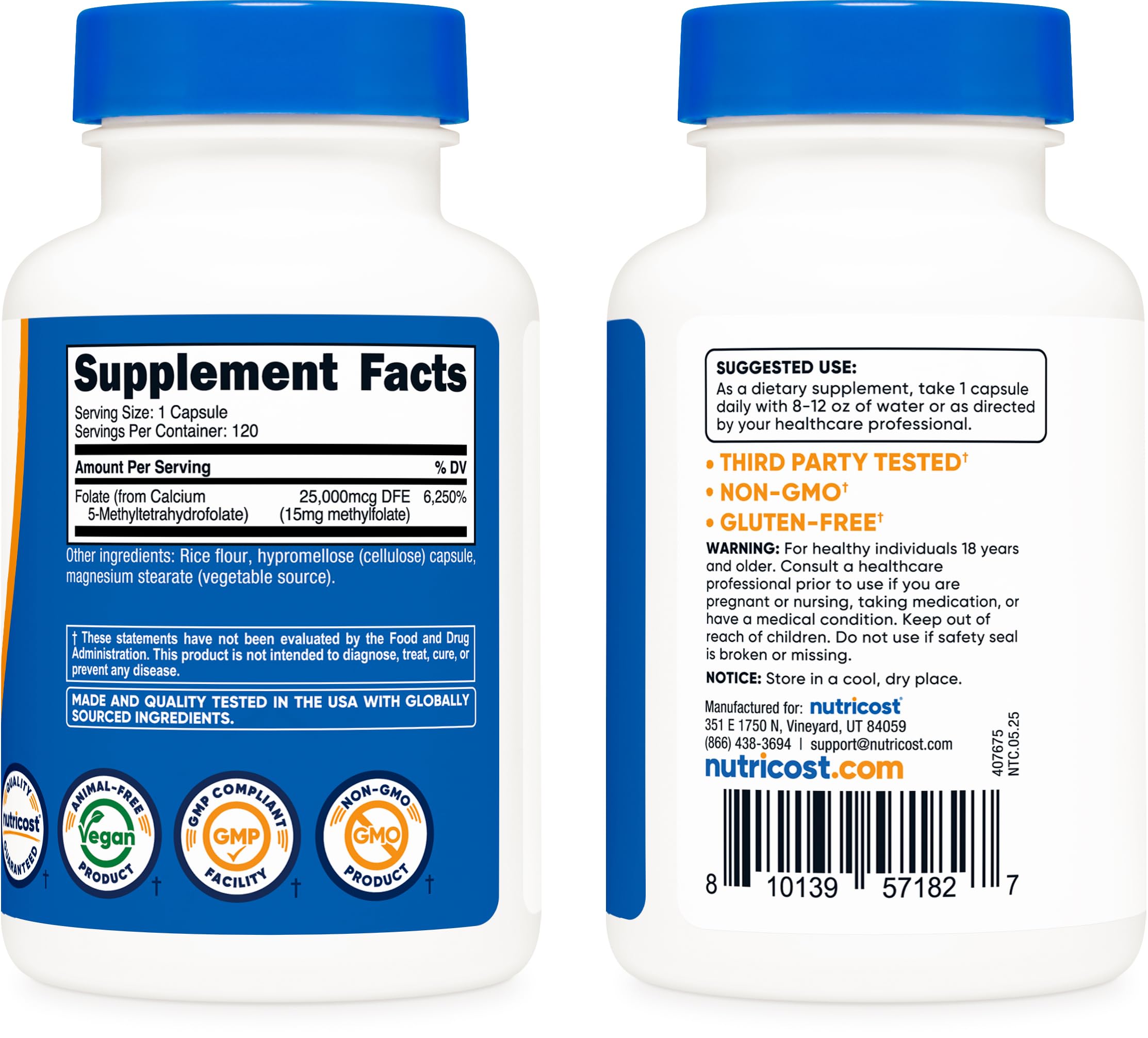 Nutricost etiqueta con información nutricional y potencia por cápsula