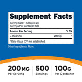 Nutricost polvo de L-theanine primer plano que destaca su textura fina y pureza
