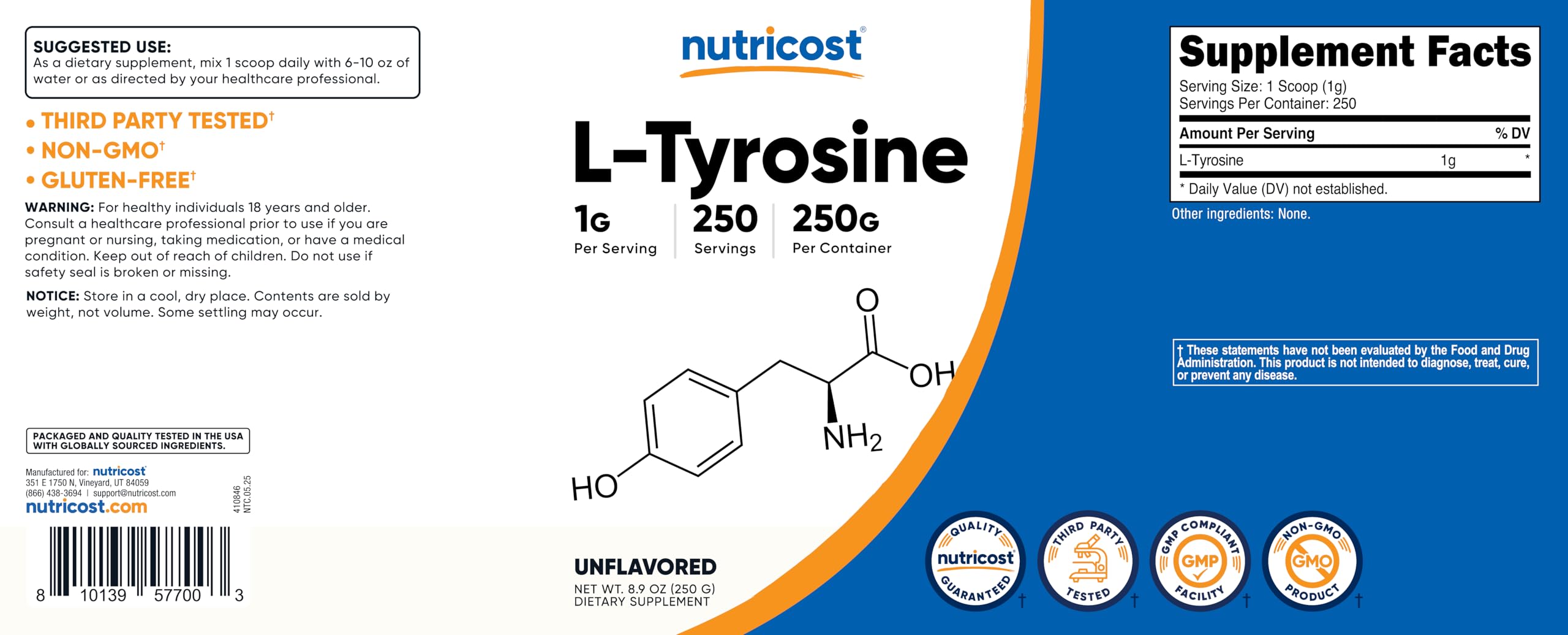 Nutricost envase en mano para comparar tamaño y capacidad del bote