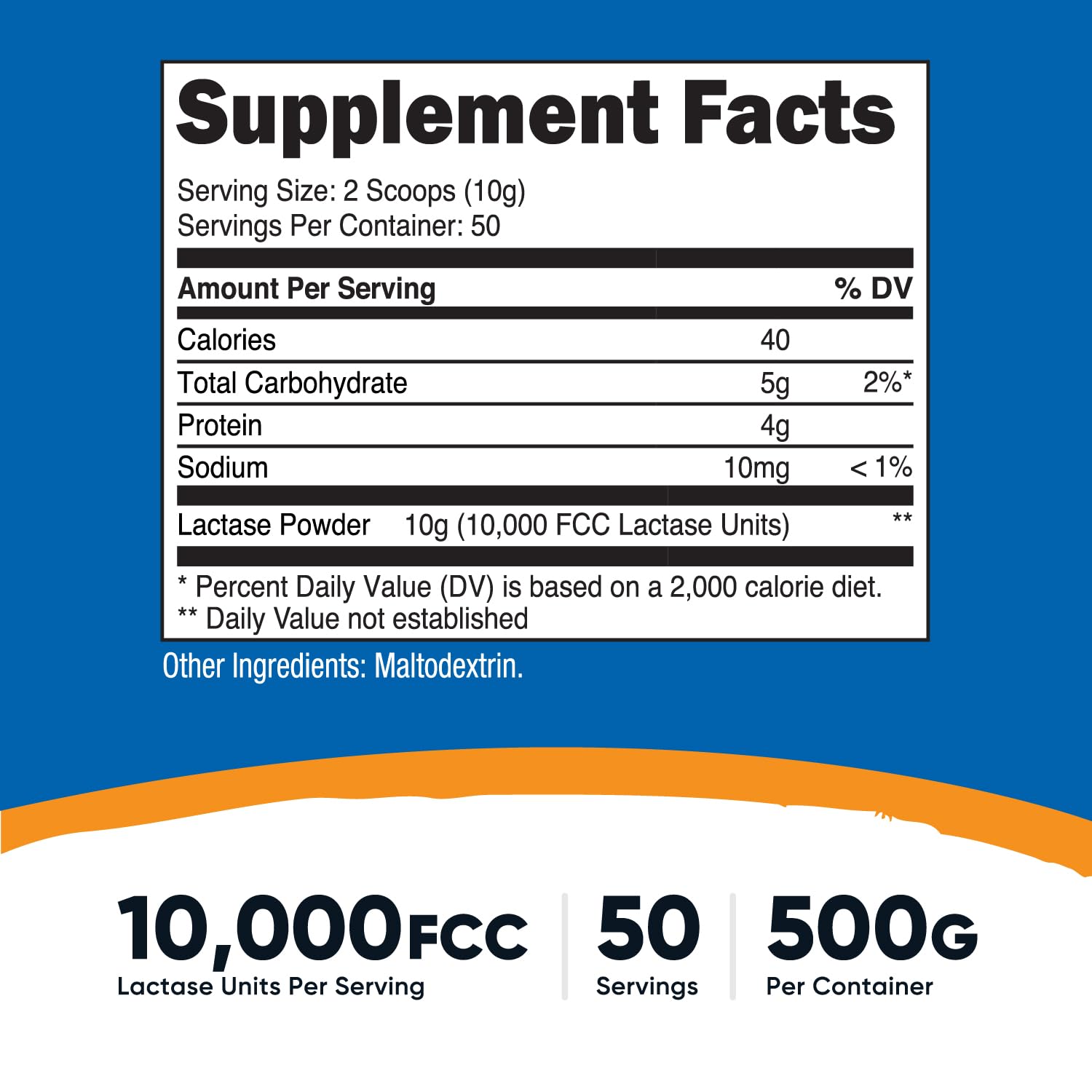 Nutricost lactase textura en primer plano para apreciar pureza y finura