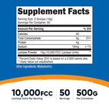 Nutricost lactase textura en primer plano para apreciar pureza y finura