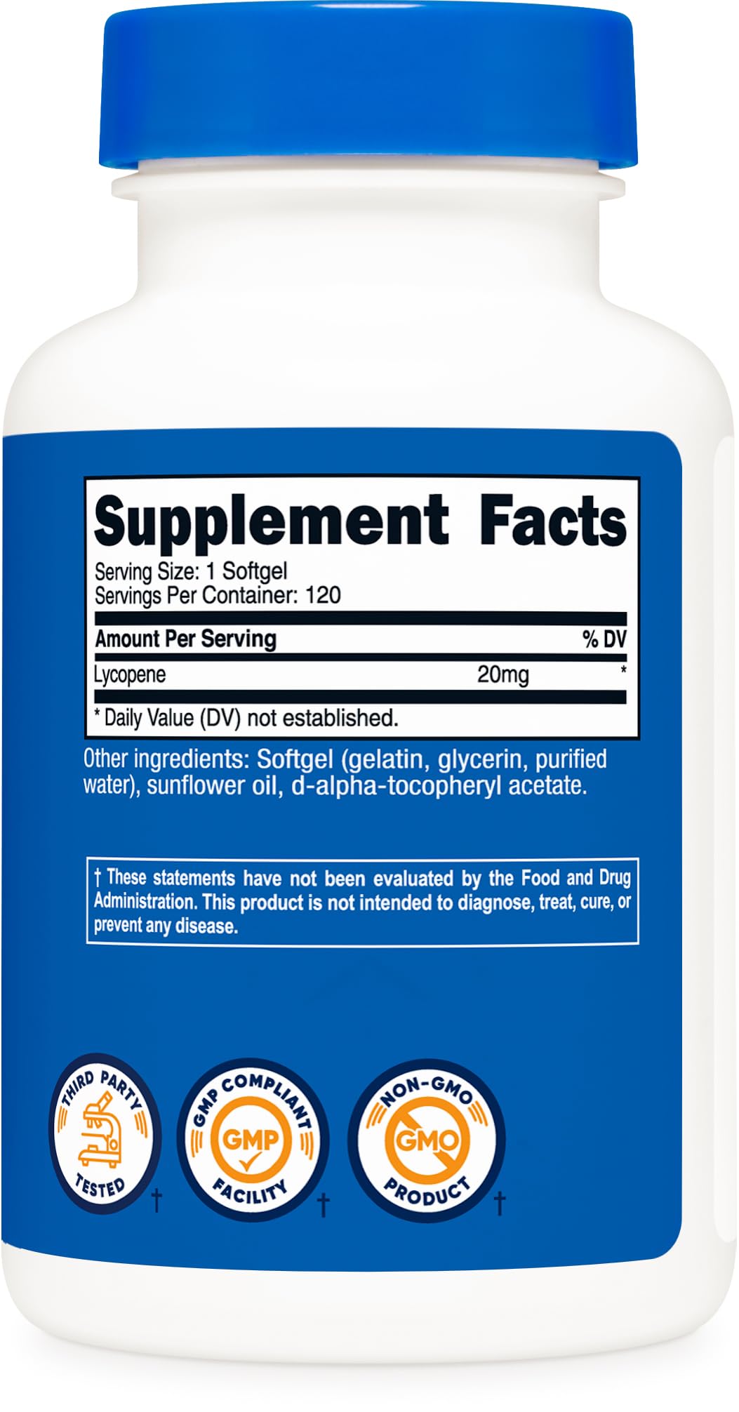 Nutricost etiqueta detallada con información de 20 mg y certificaciones