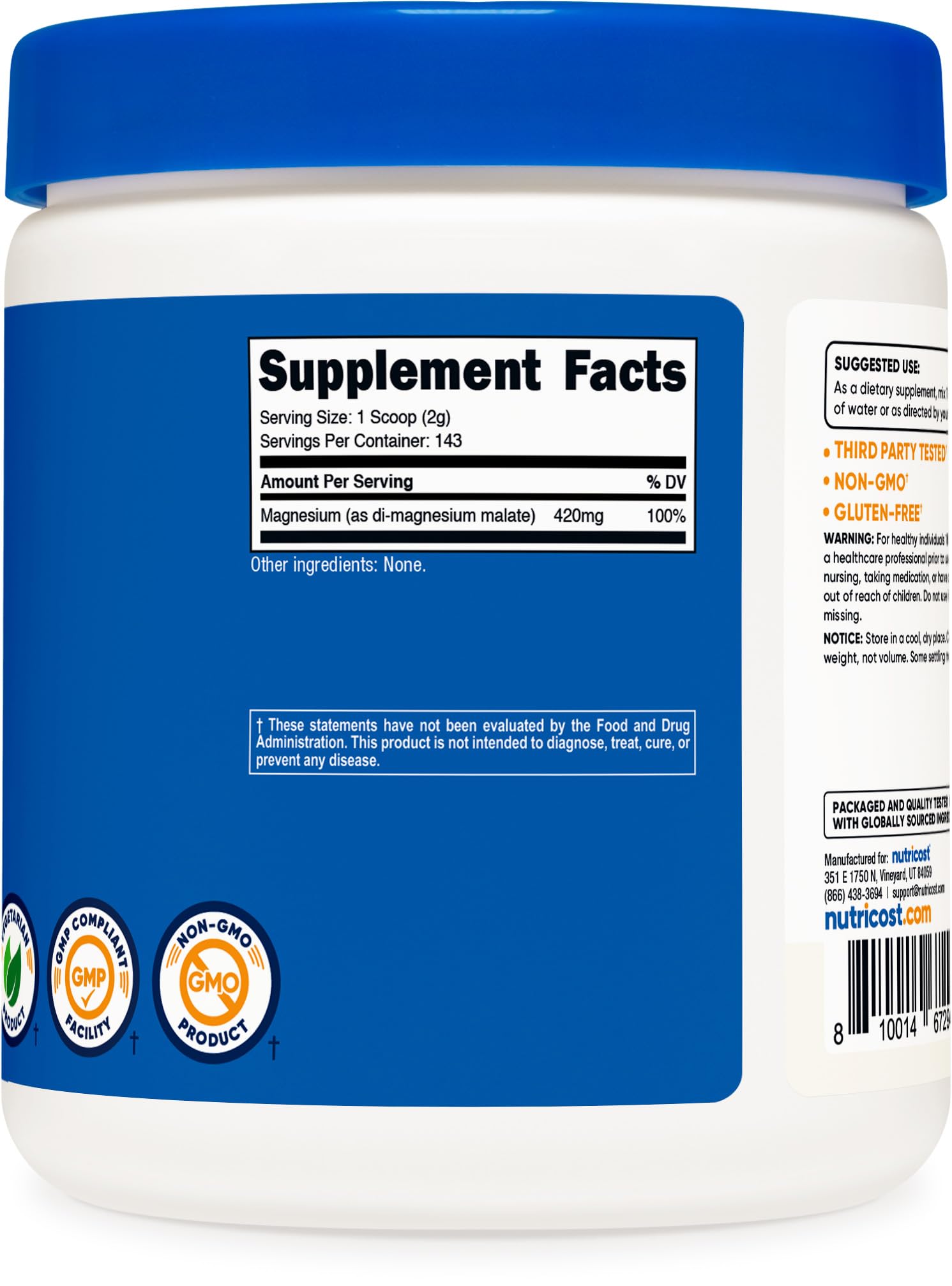 Nutricost etiqueta nutricional y datos de dosis y calidad