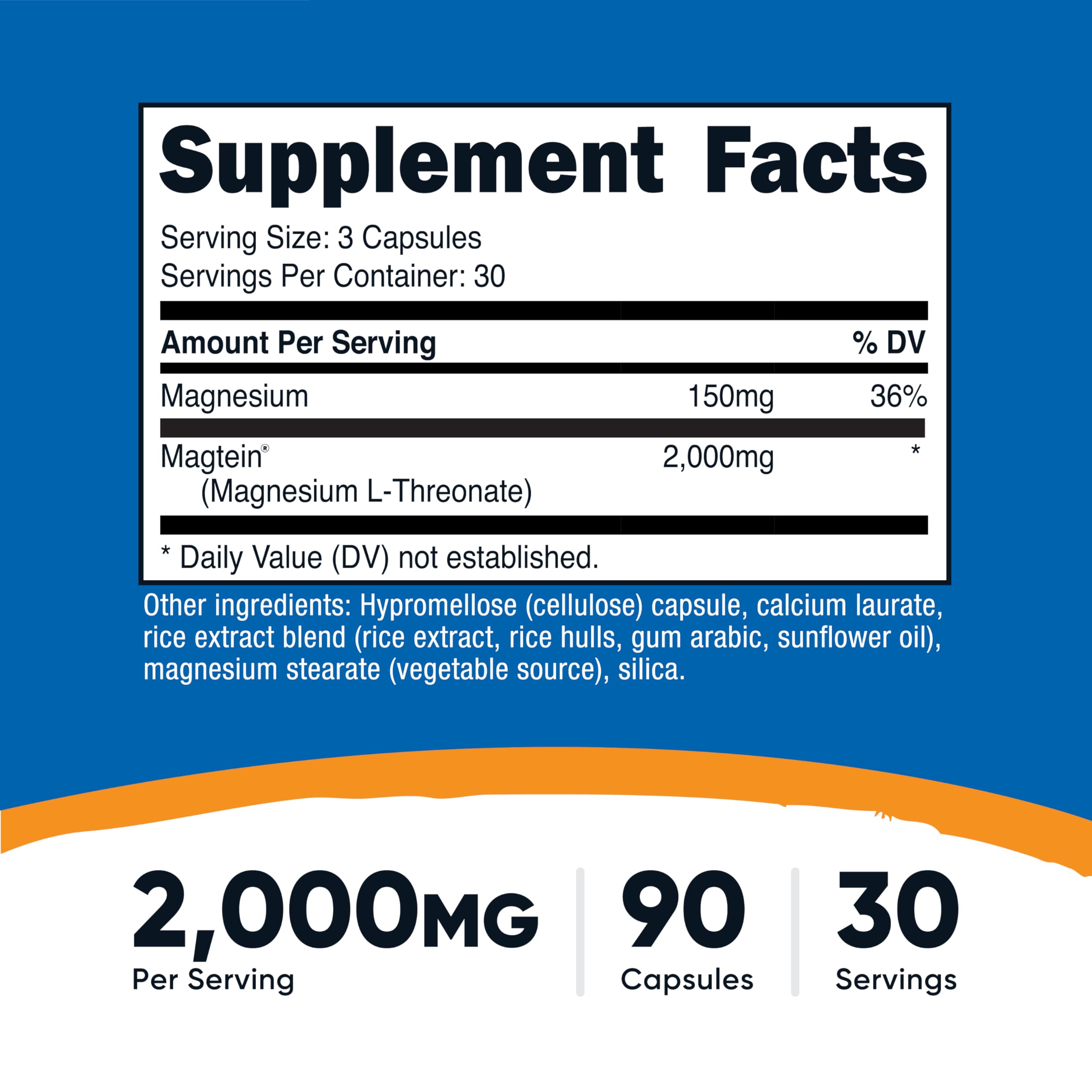 Primer plano de cápsula Nutricost Magtein mostrando forma vegetal y fácil ingestión