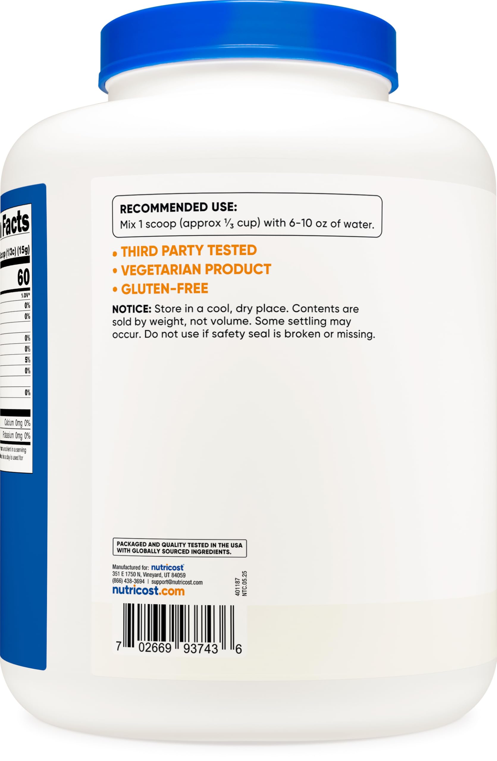 Nutricost maltodextrin comparación de tamaño 8 lbs, mayor valor por porción