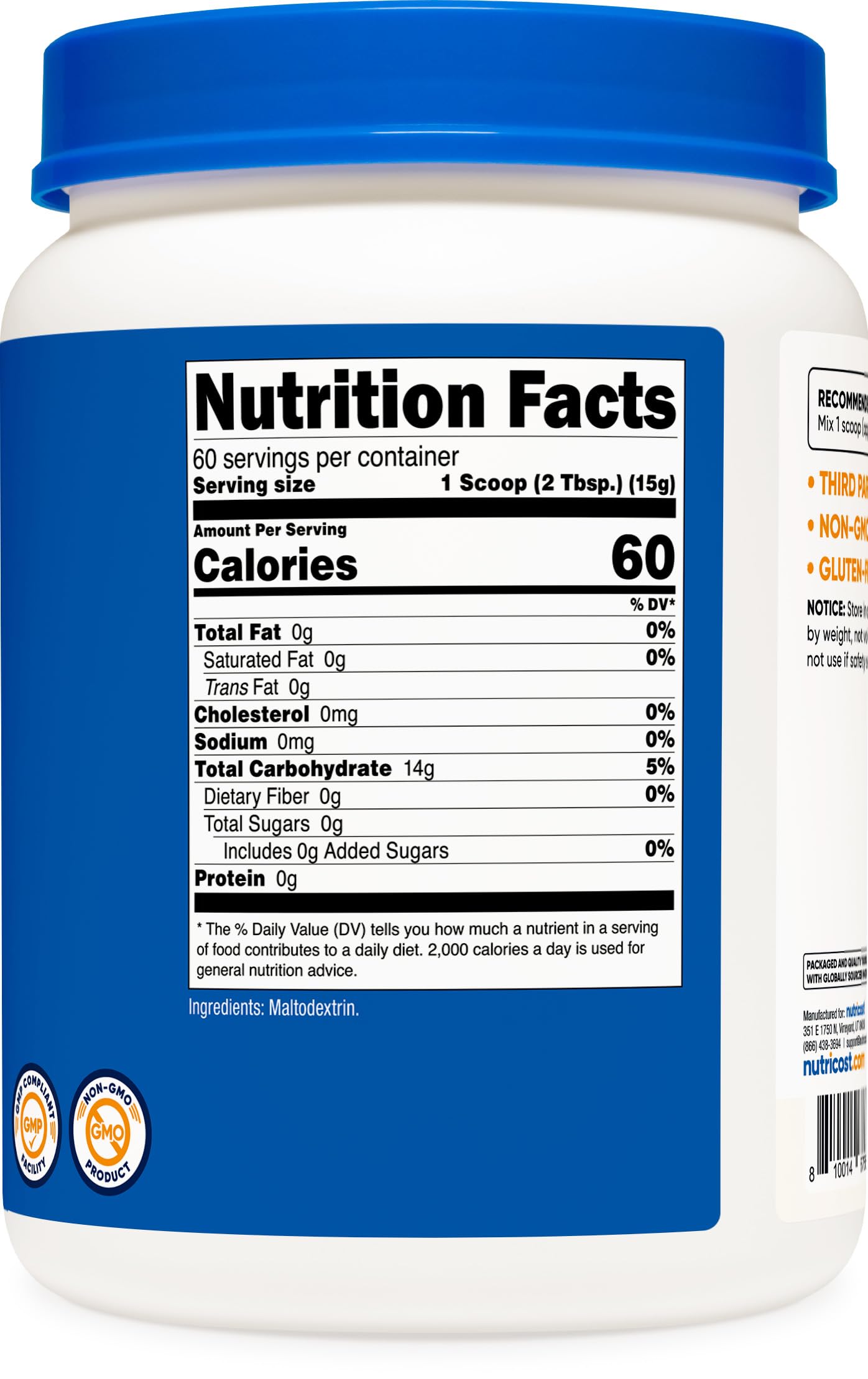 Nutricost etiqueta nutricional y lista de ingredientes verificables