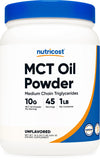 Envase Nutricost MCT Oil Powder vista frontal y etiqueta clara