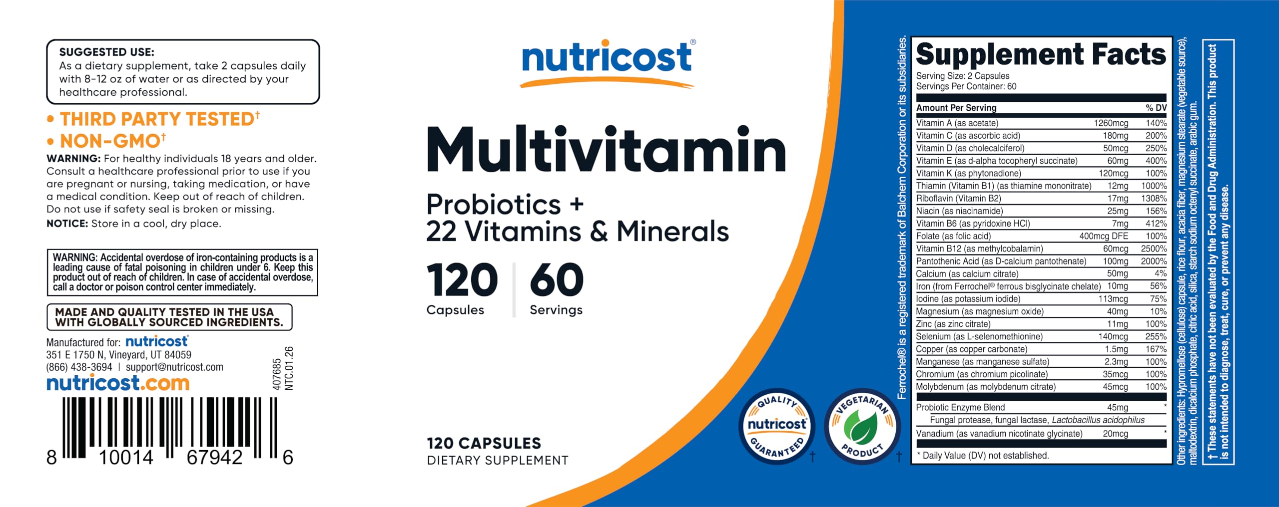 Nutricost certificado de fábrica y sello GMP que indica controles de calidad