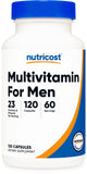 Nutricost frasco frontal del multivitamínico para hombres mostrando el envase y ventaja de dosificación