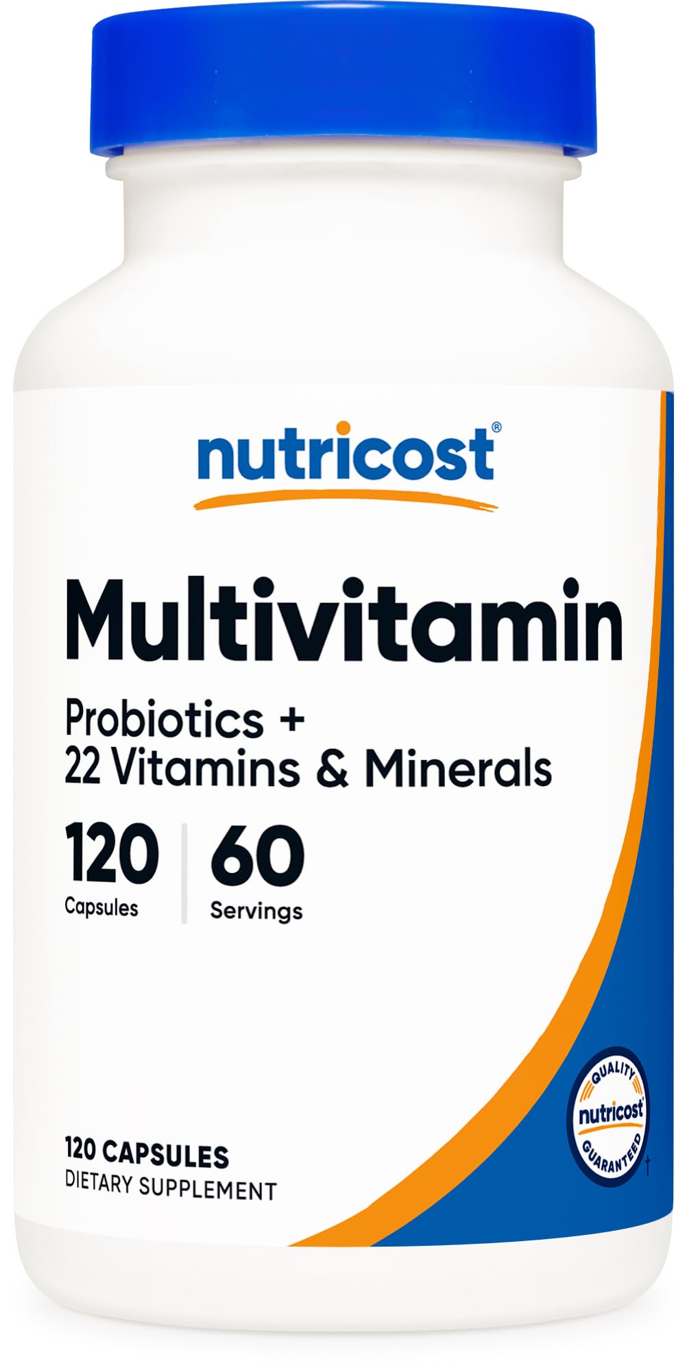 Nutricost frasco frontal mostrando etiqueta clara y beneficios para consumo diario