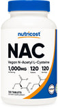Nutricost frasco frontal del producto muestra 120 tabletas y etiqueta clara beneficios