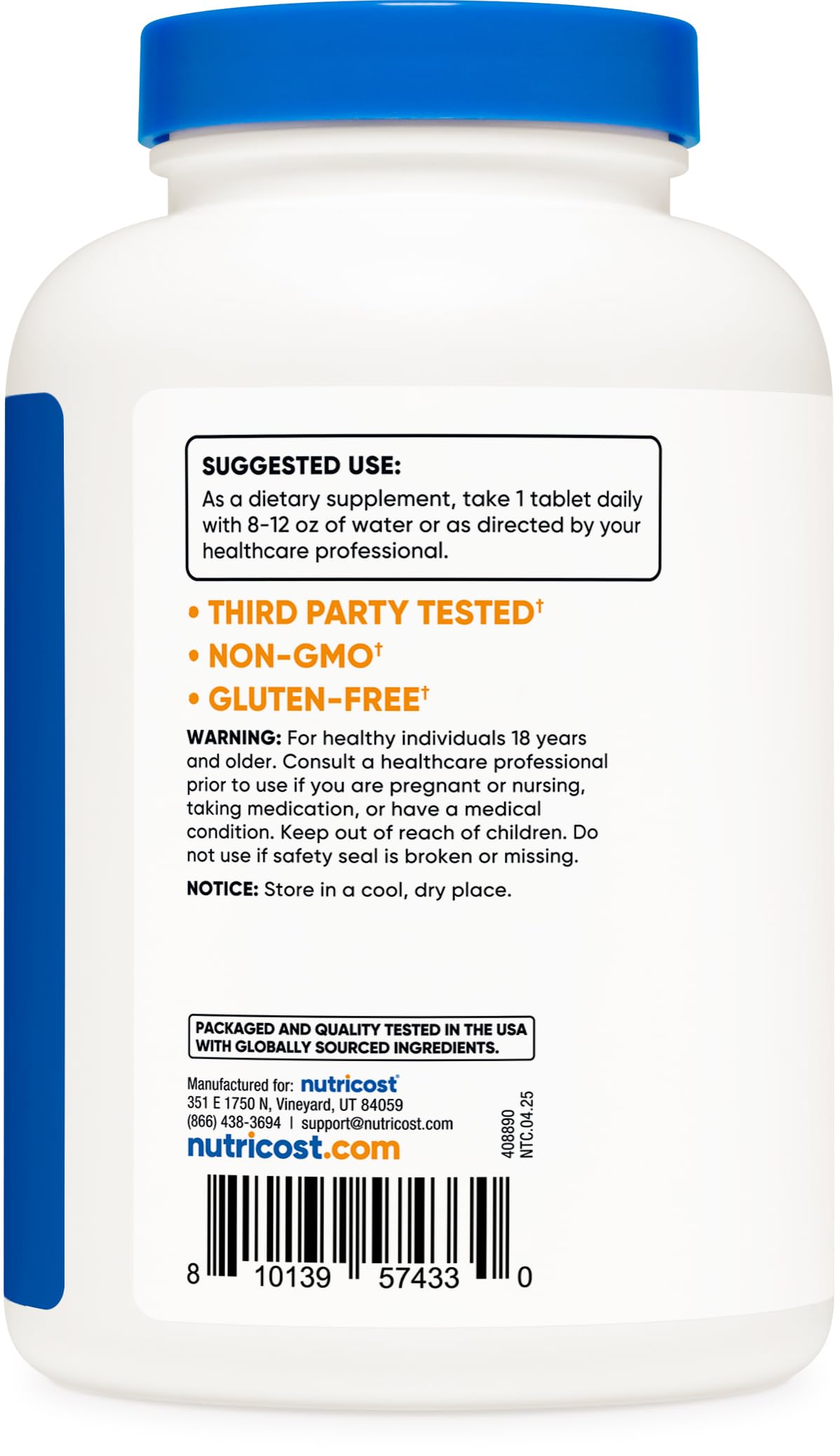 Nutricost etiqueta cerca destacando ingredientes, certificaciones y transparencia