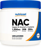 Nutricost NAC polvo frente del envase mostrando etiqueta clara y beneficios