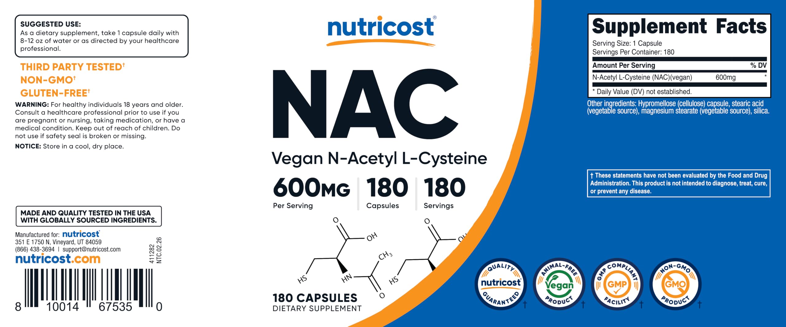 Nutricost cápsula junto a vaso de agua lista para tomar, uso diario sencillo
