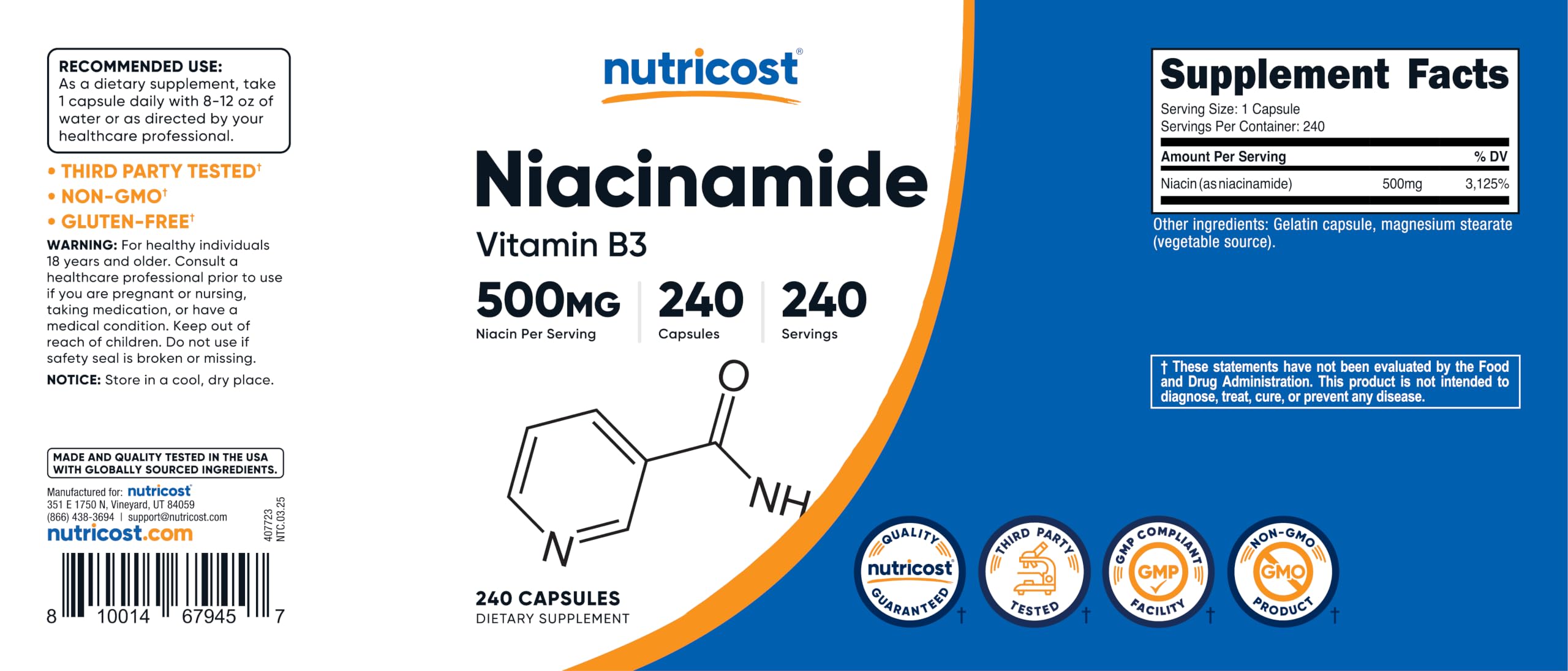 Nutricost etiqueta con ingredientes y certificaciones claras