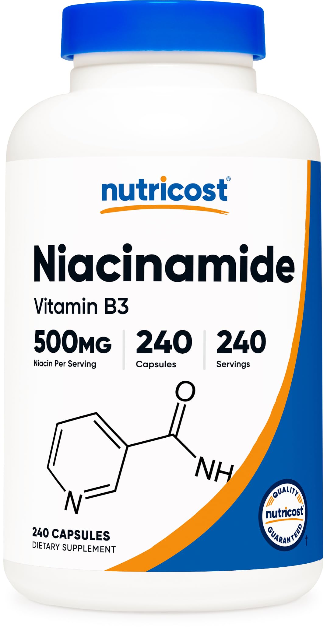 Nutricost frasco frontal mostrando 240 cápsulas para suministro prolongado