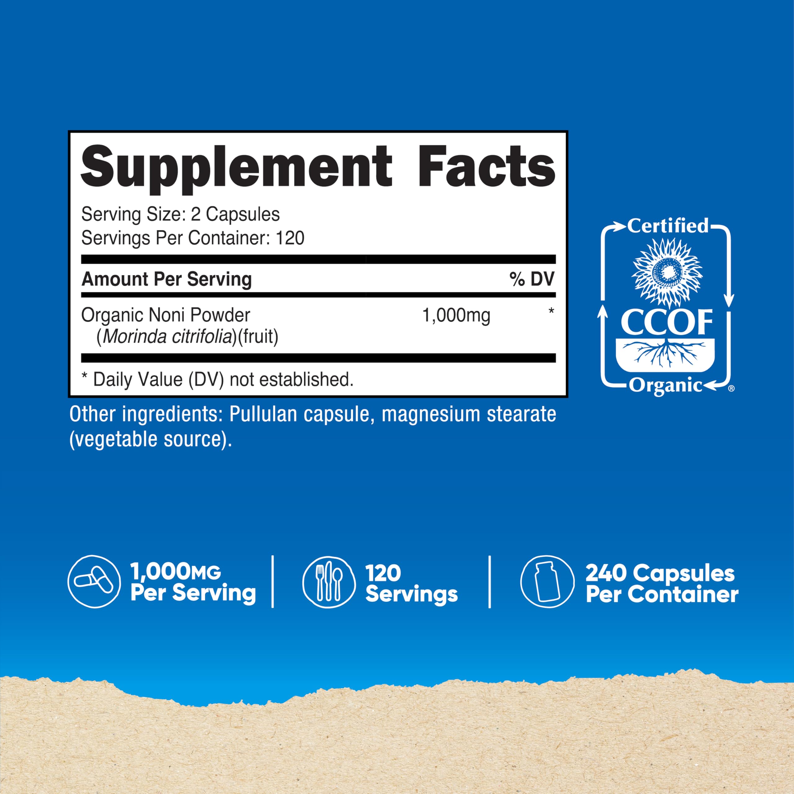 Nutricost etiqueta detallada con certificación orgánica y datos claros