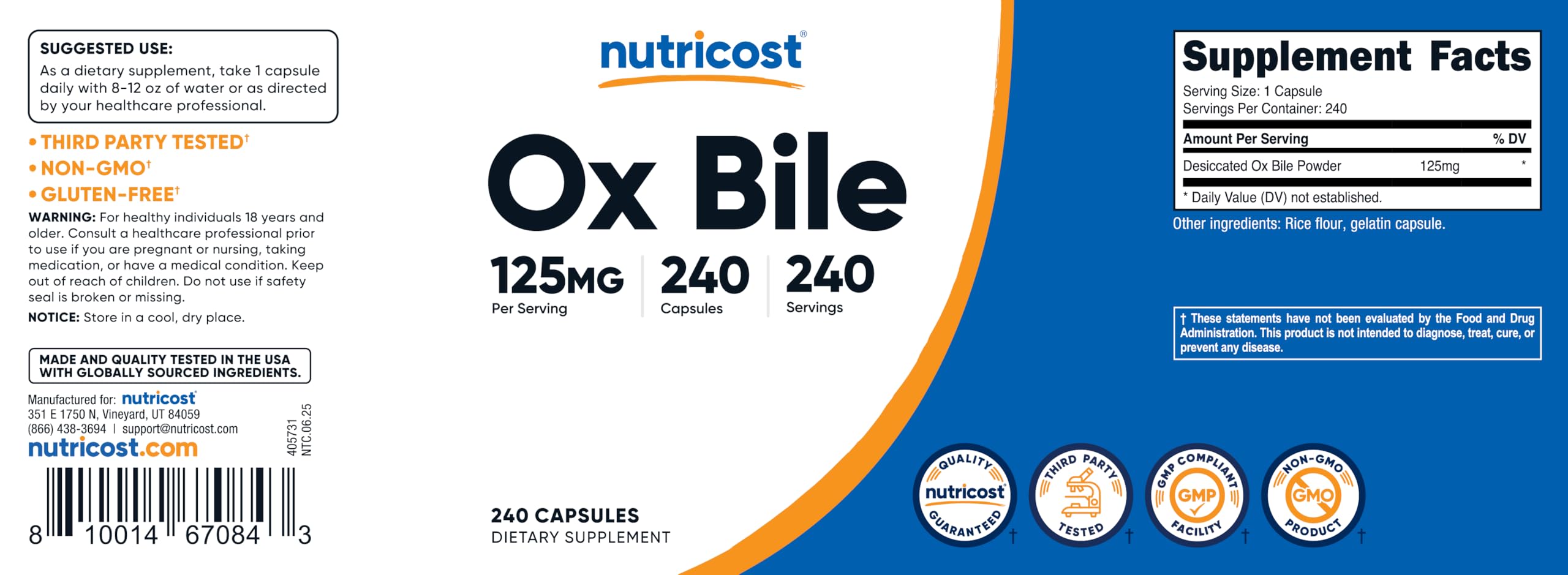 Nutricost frasco en cocina junto a alimentos grasos para uso práctico