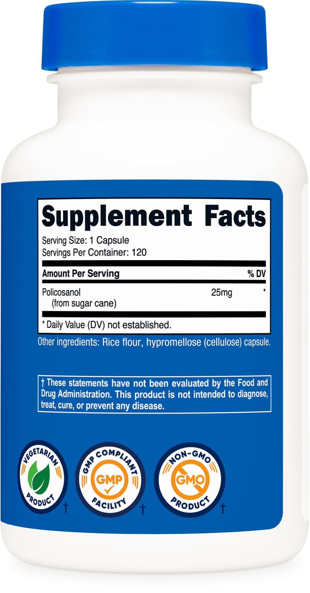 Nutricost etiqueta legible con información de 25 mg y certificaciones de calidad