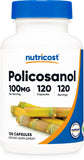 Nutricost frasco frontal mostrando 120 cápsulas y beneficios de uso