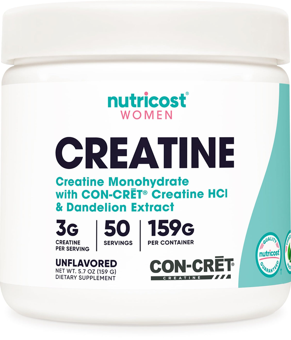 Nutricost bote frontal mostrando etiqueta y beneficios rápidos