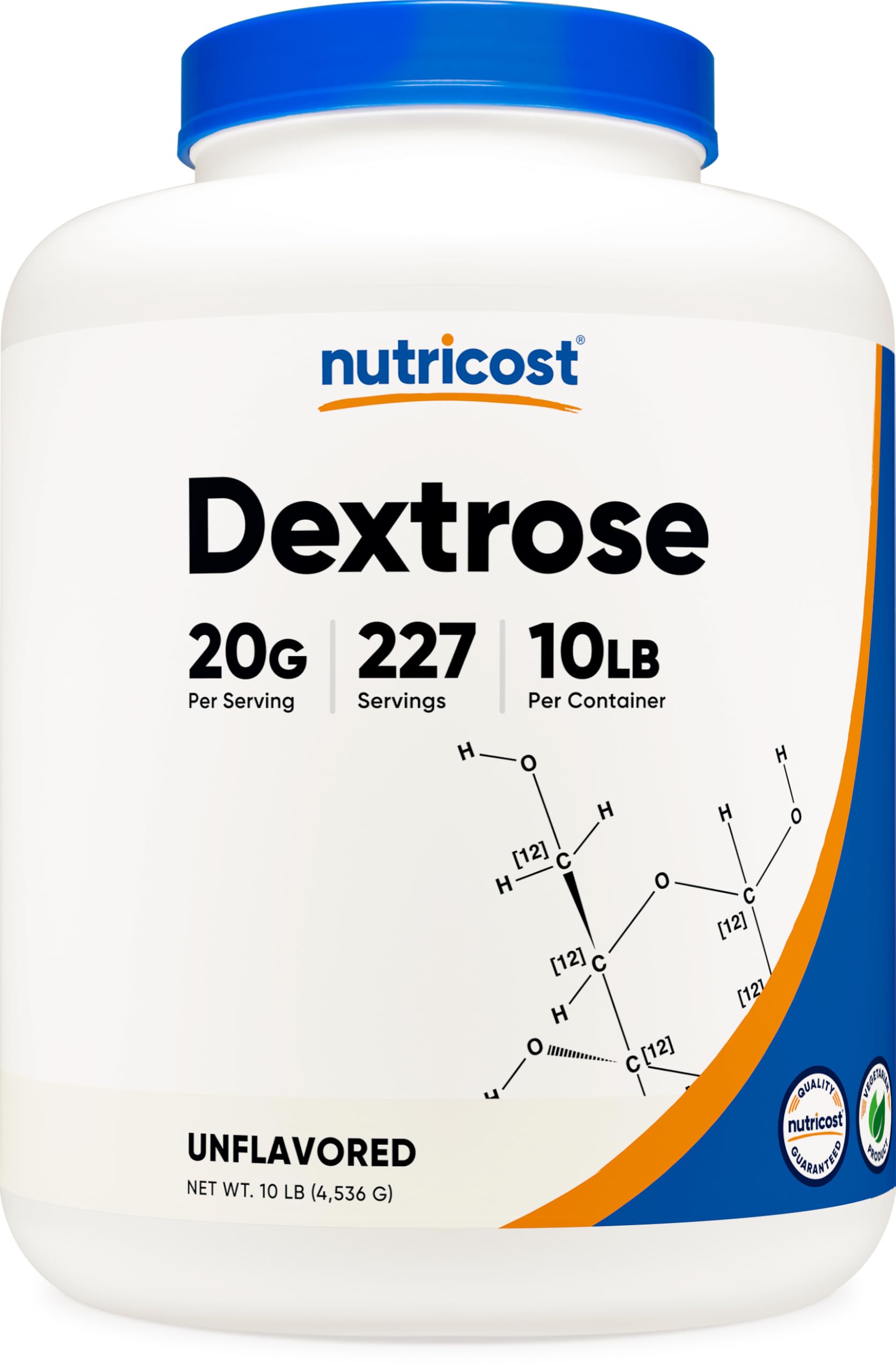 Nutricost frente del envase mostrando 10 lbs y pureza