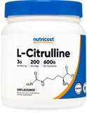 Nutricost bote frente mostrando 600 g y texto claro para dosificación