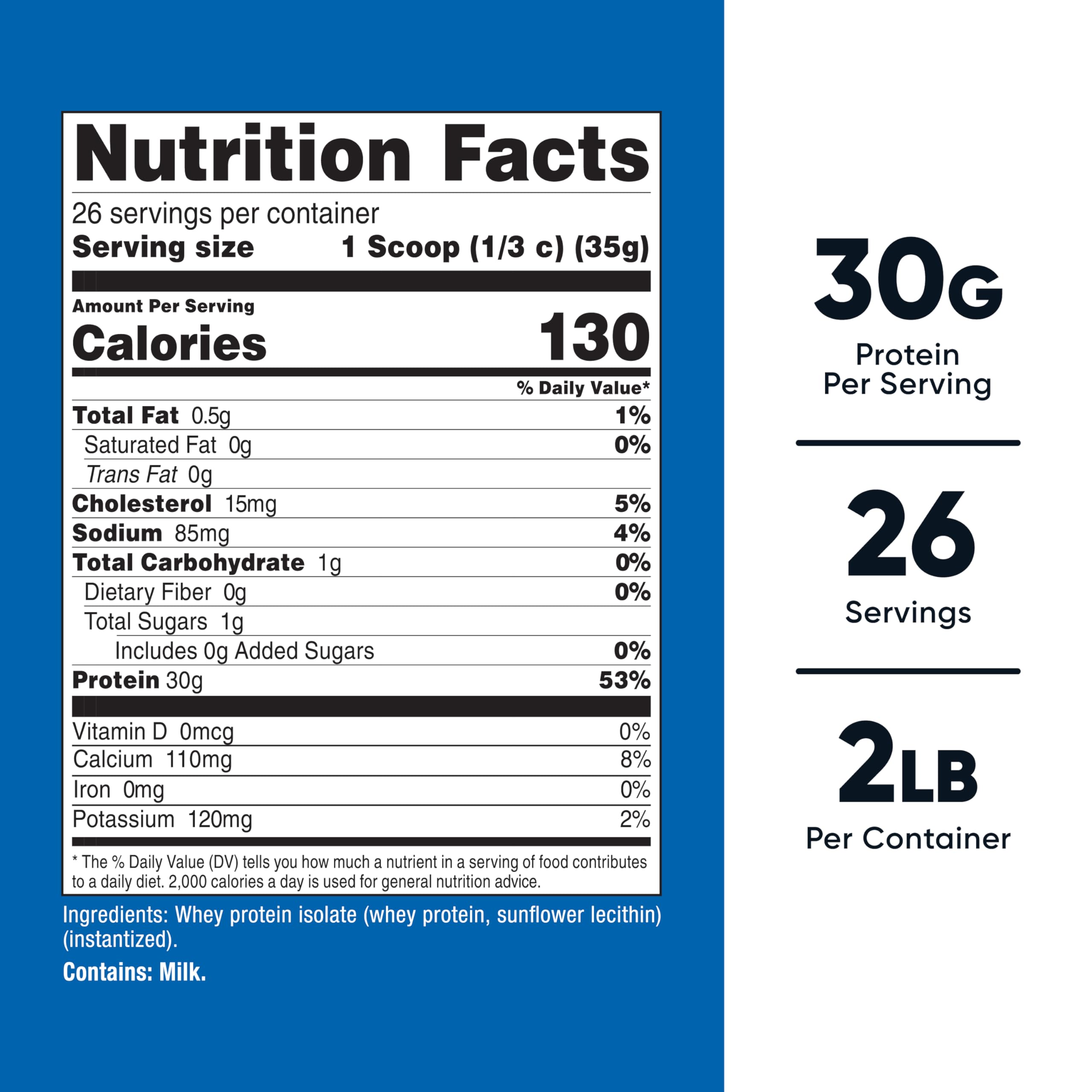 Detalle del polvo Nutricost Whey Protein Isolate, textura fina para mezcla rápida