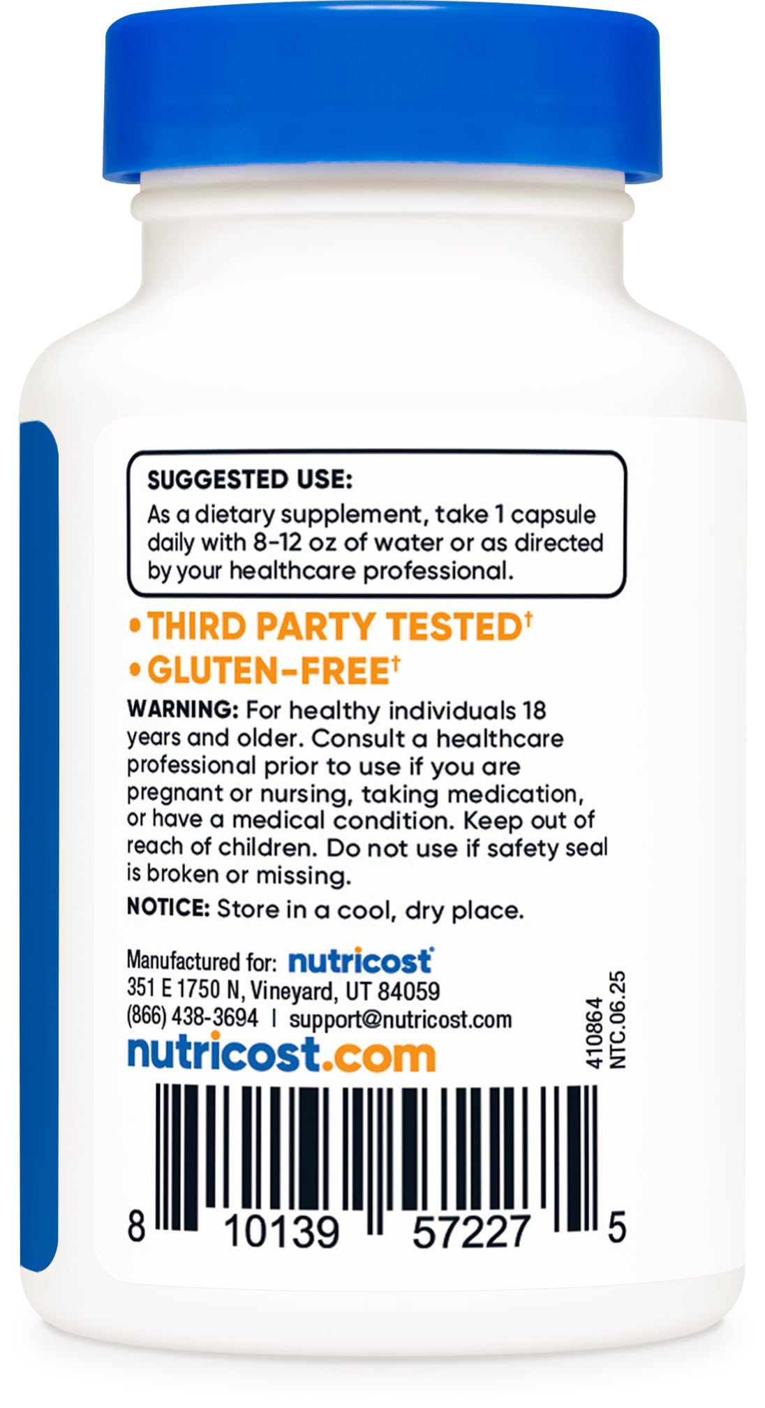 Nutricost etiqueta nutricional ampliada con información de 20 mg por cápsula