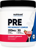 Nutricost empaque frontal fresa margarita mostrando etiqueta y beneficios