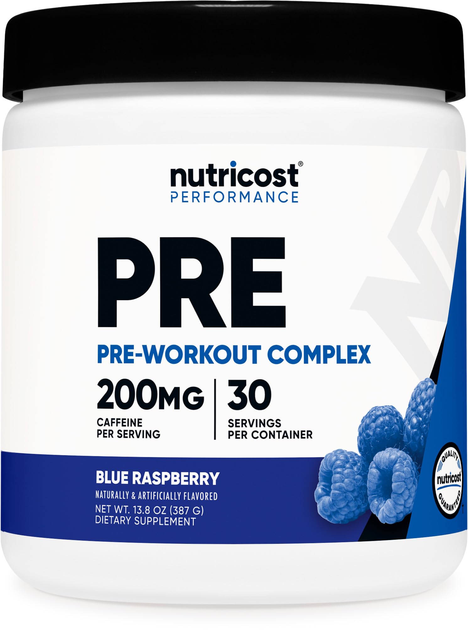 Nutricost envase frontal blue raspberry mostrando ventaja energizante