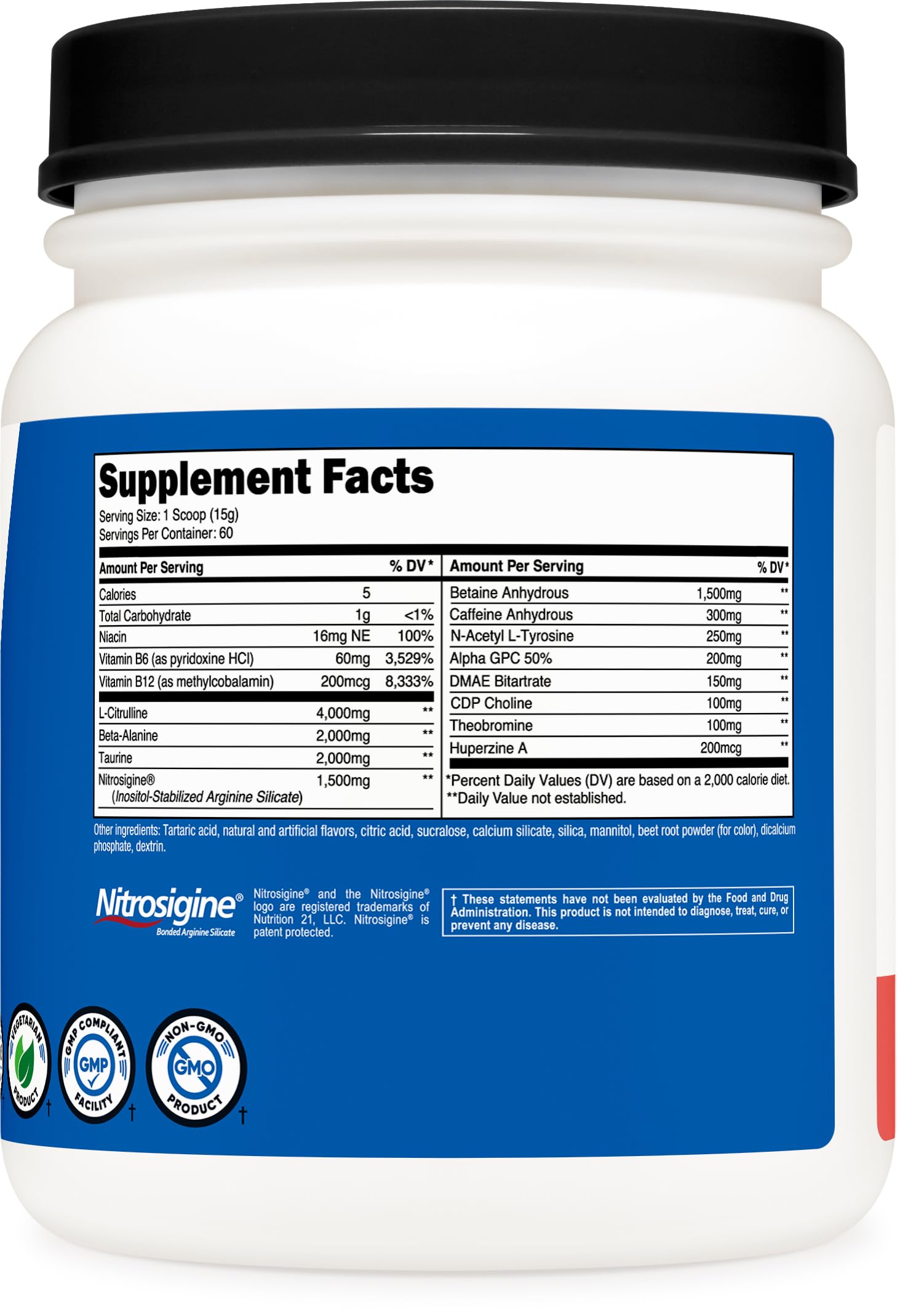 Nutricost etiqueta con ingredientes y certificaciones para confianza